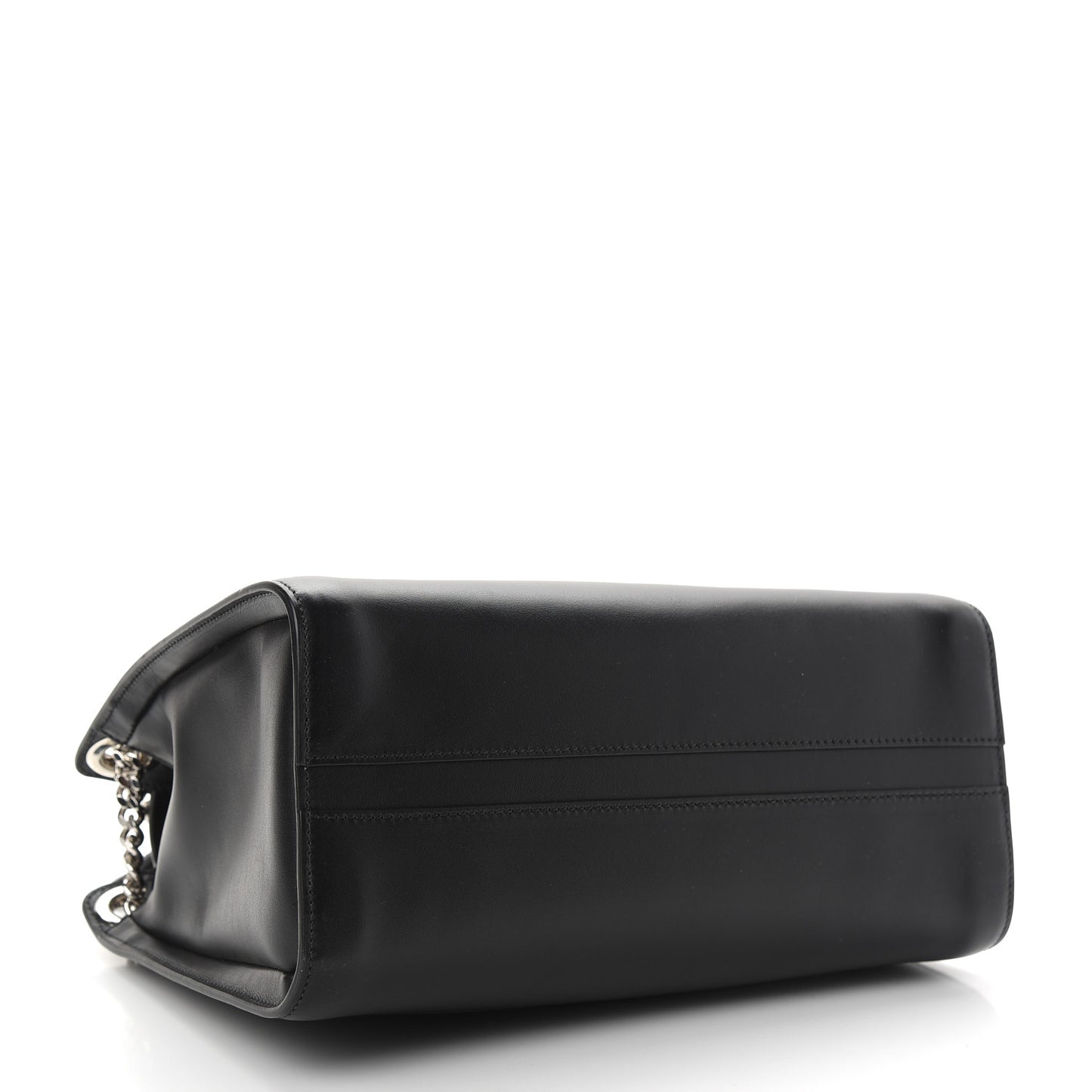 Shiny Calfskin Medium Annie Shoulder Bag Black