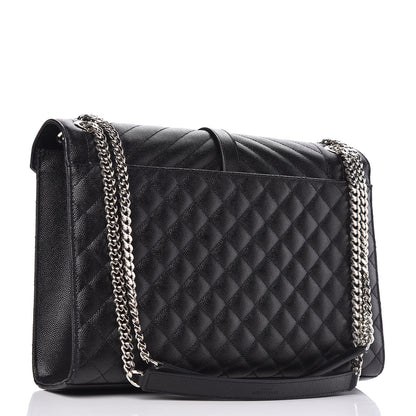 Saint Laurent Grain De Poudre Large Tri-Quilt Monogram Satchel Black 4 of 10
