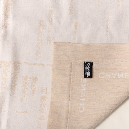 Chanel Wool Silk Lightweight Throw Blanket Beige 2 of 3