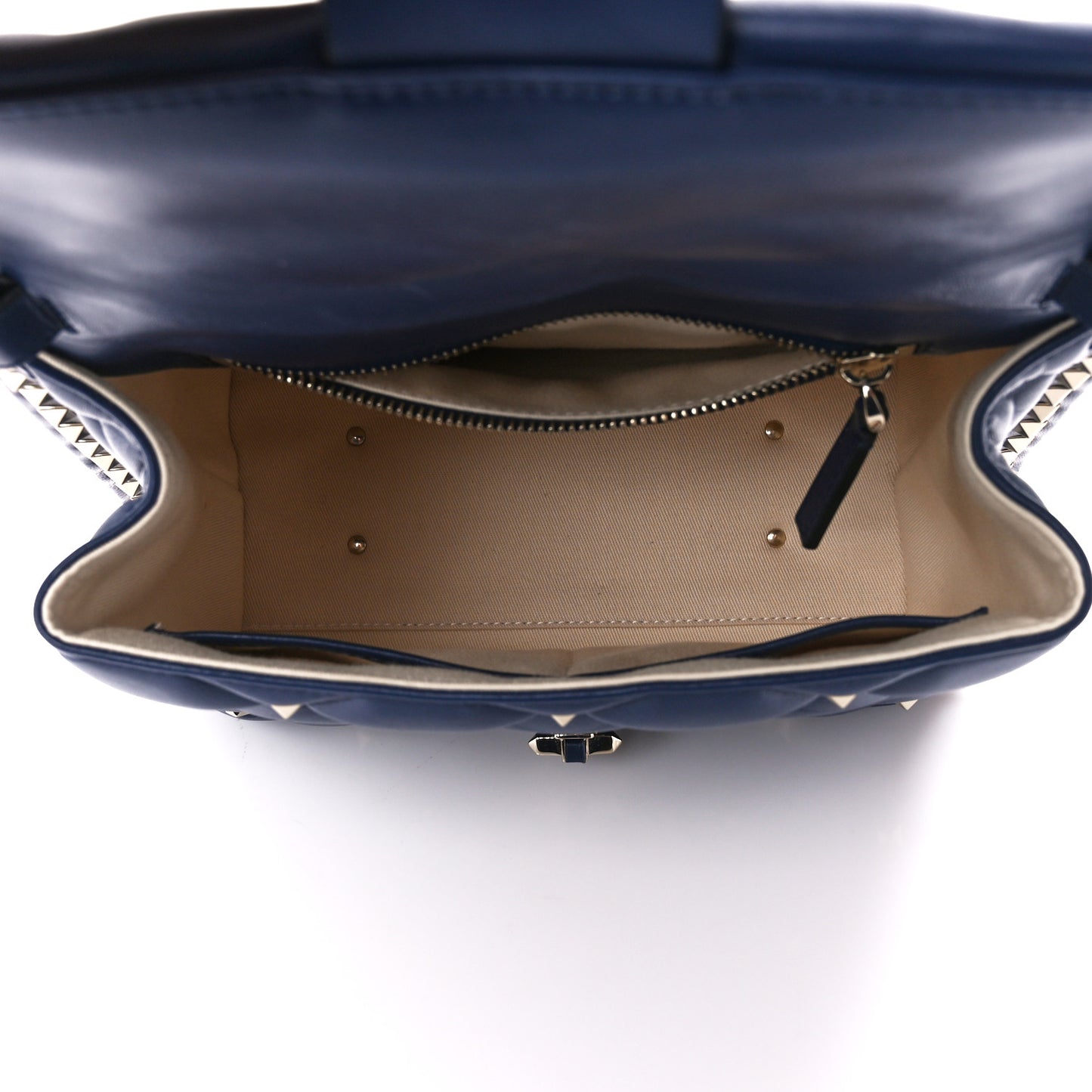 Lambskin VLTN Print Candystud Top Handle Bag Navy