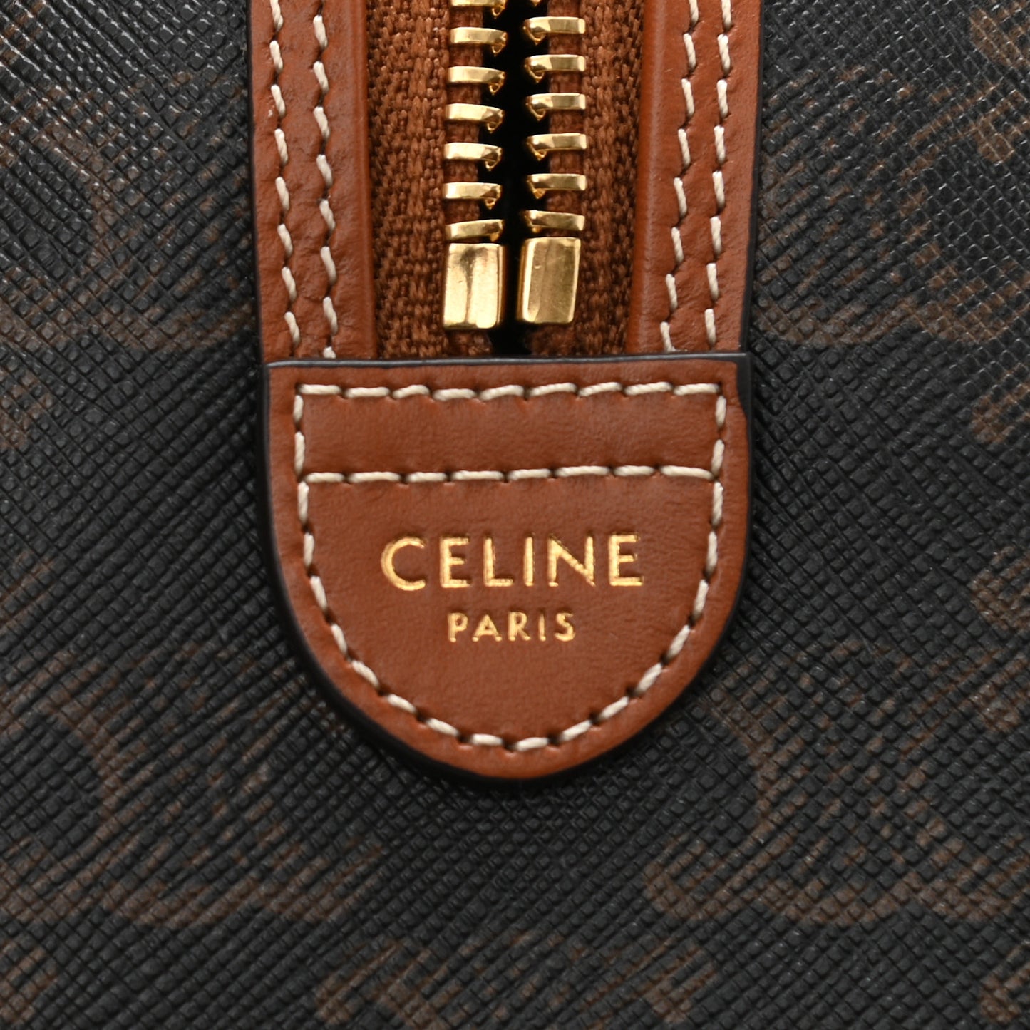 Triomphe Canvas Calfskin Small Boston Bag Tan
