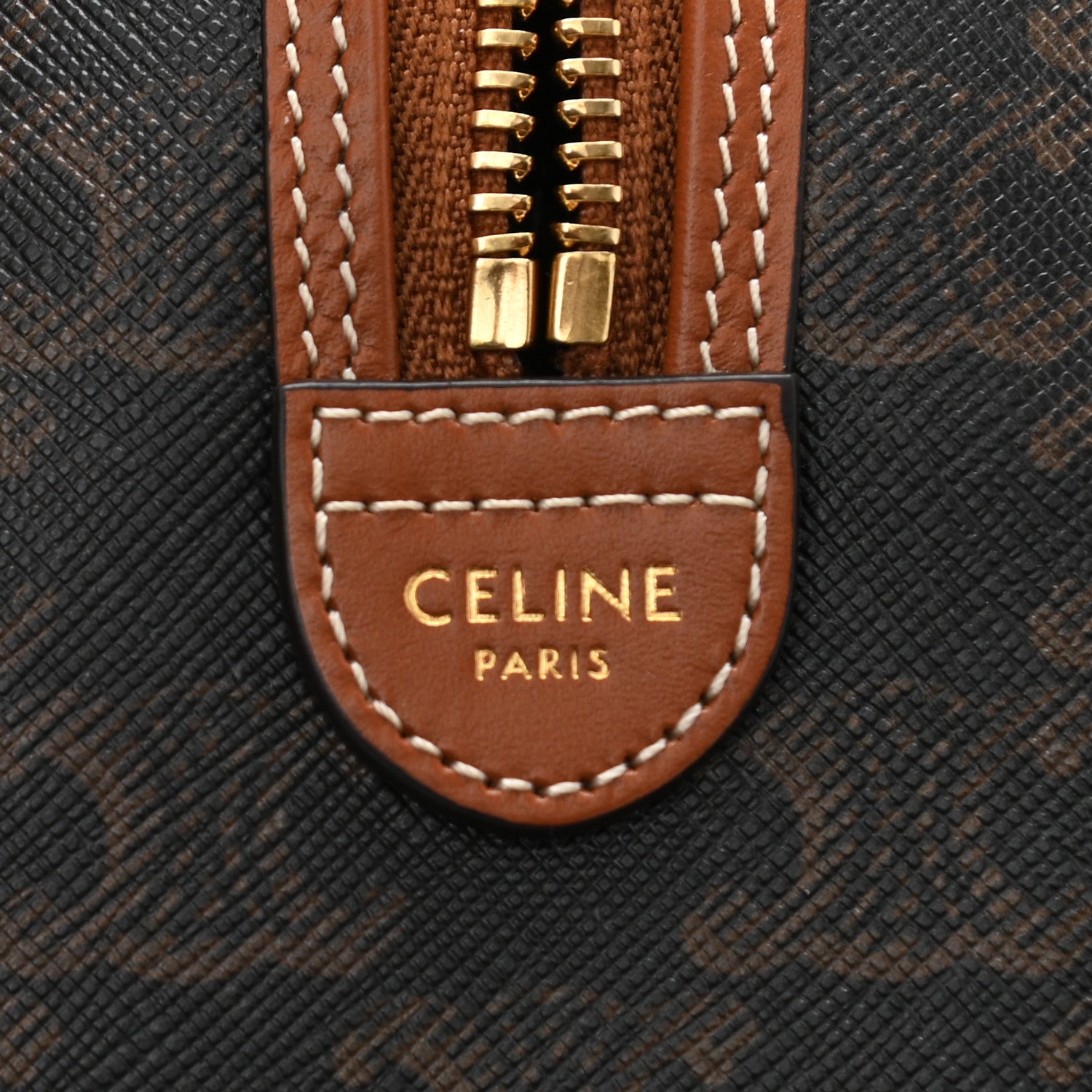 Celine Triomphe Canvas Calfskin Small Boston Bag Tan 6 of 10