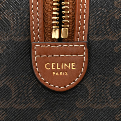 Celine Triomphe Canvas Calfskin Small Boston Bag Tan 6 of 10