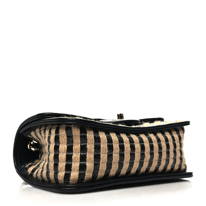Chanel Raffia Jute Striped Small Urban Jungle Single Flap Black Beige 4 of 12