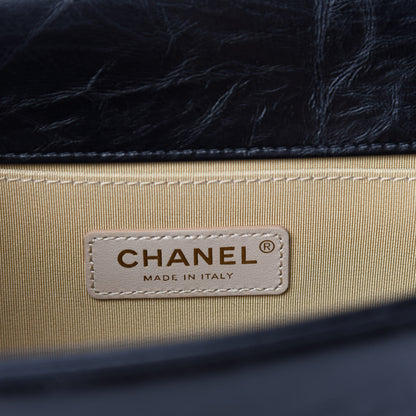 Chanel Crumpled Calfskin Chevron Chain Medium Boy Flap Black 8 of 11
