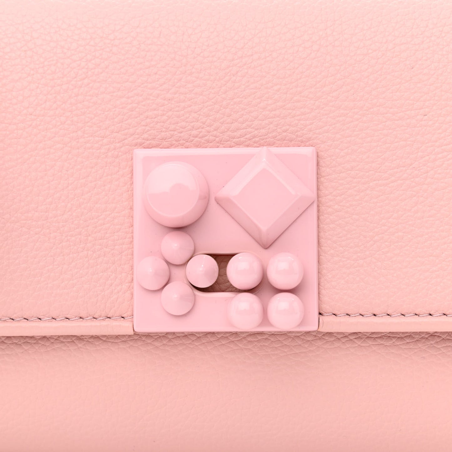 Calfskin Studded Flap Carasky Clutch Rosy