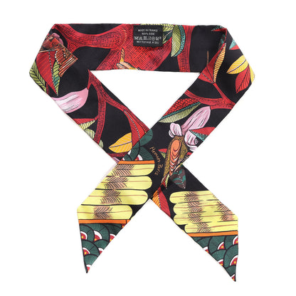 Hermes Silk Tree Of Song Twilly Black Rouge Vert 1 of 4