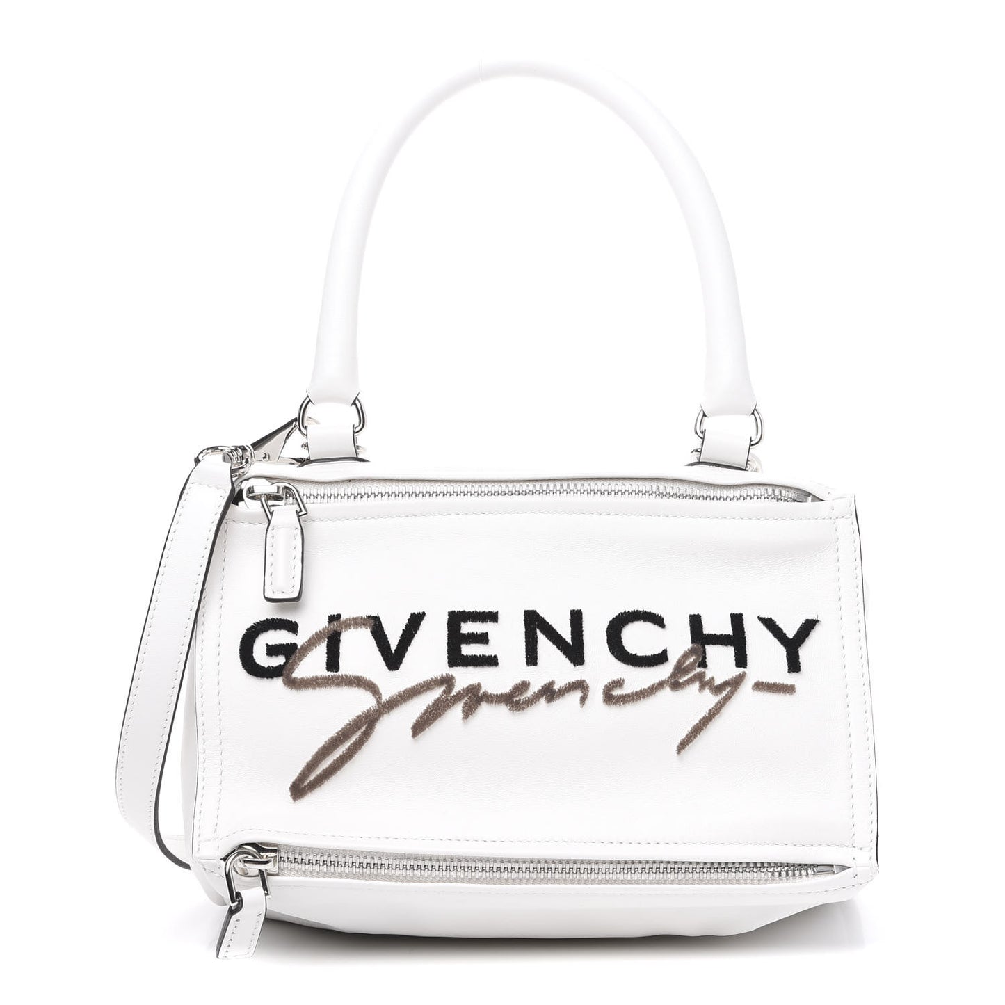 Calfskin Velvet Logo Small Pandora White