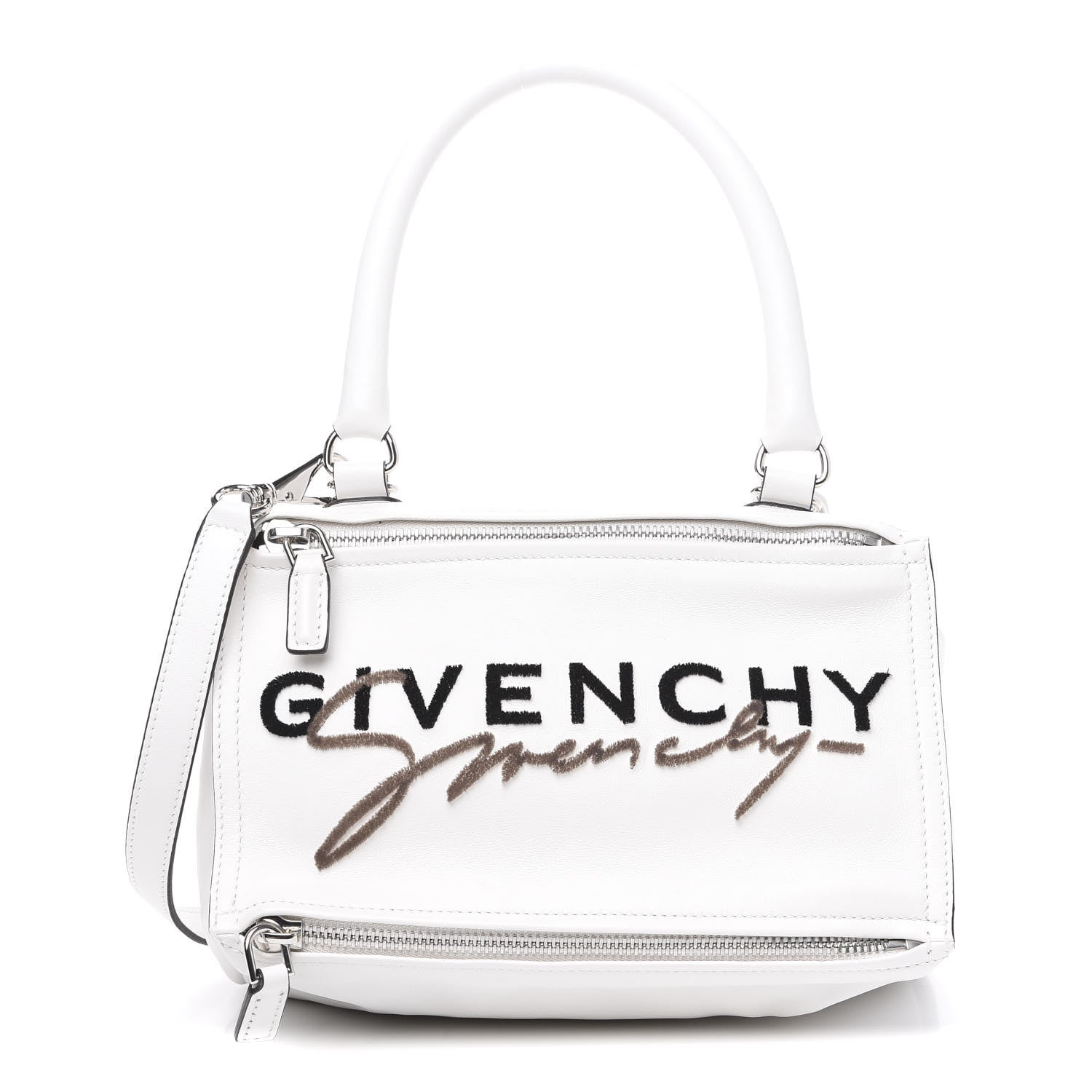 Givenchy Calfskin Velvet Logo Small Pandora White 1 of 9