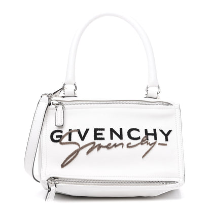 Givenchy Calfskin Velvet Logo Small Pandora White 1 of 9