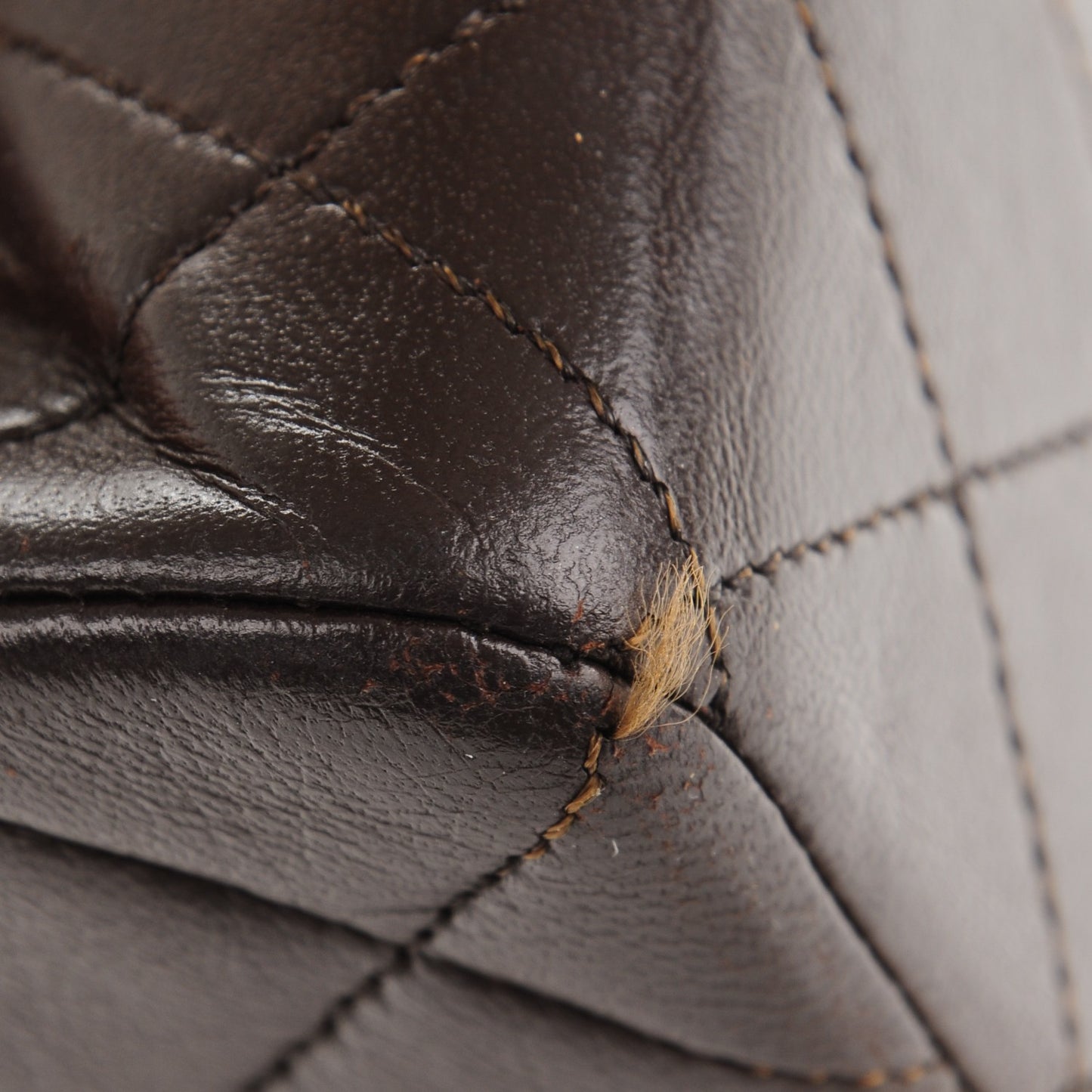Lambskin Quilted Medium Double Flap Dark Brown