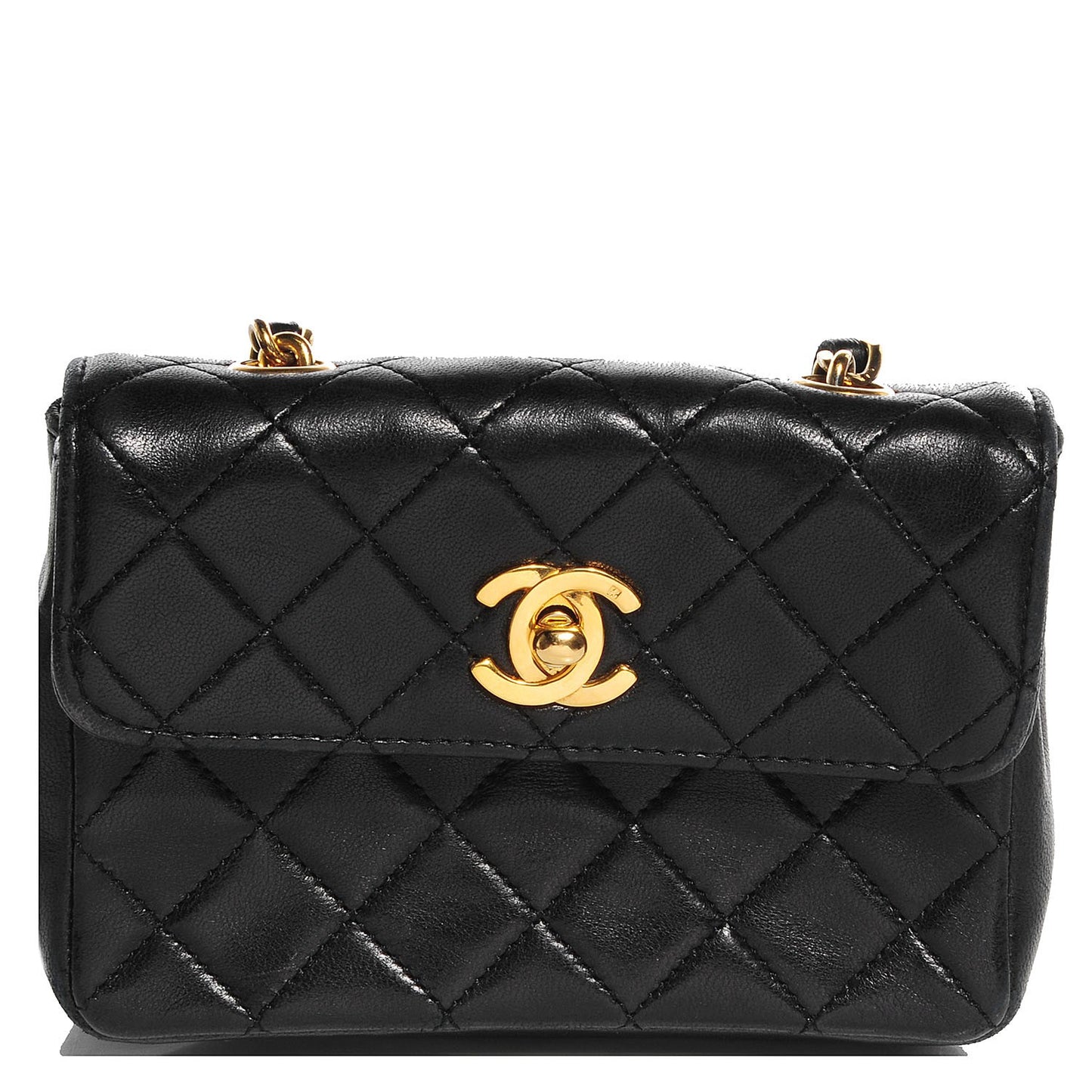 Lambskin Quilted Extra Mini Flap Black