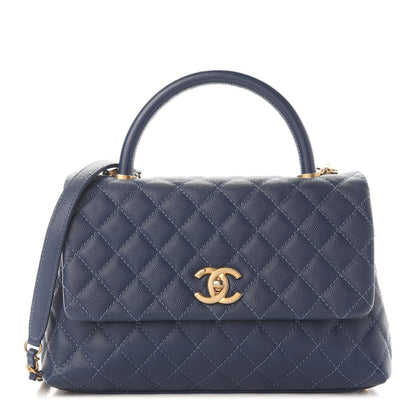Chanel Caviar Quilted Small Coco Handle Flap Blue 1 of 14