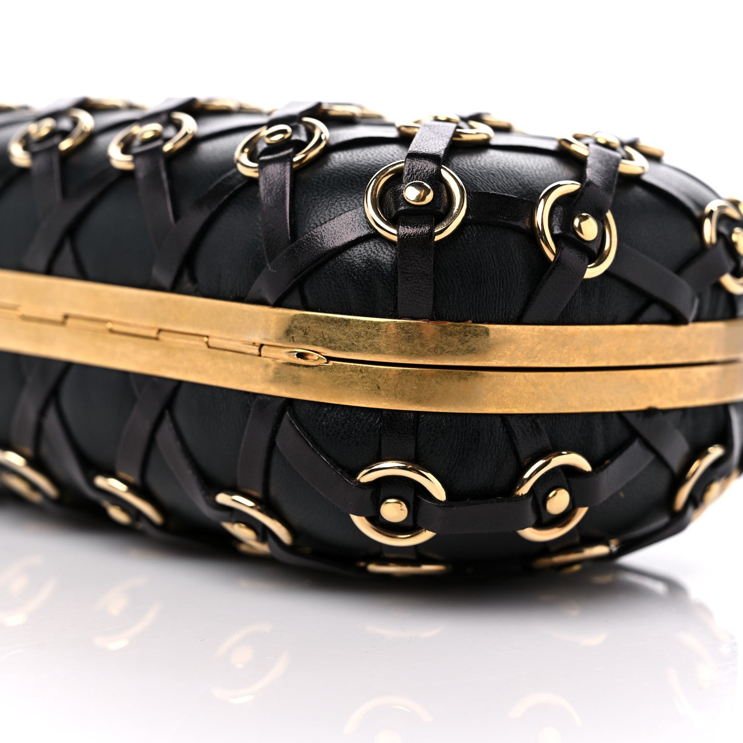 Alexander McQueen Calfskin Studded Skull Box Clutch Black 9 of 10
