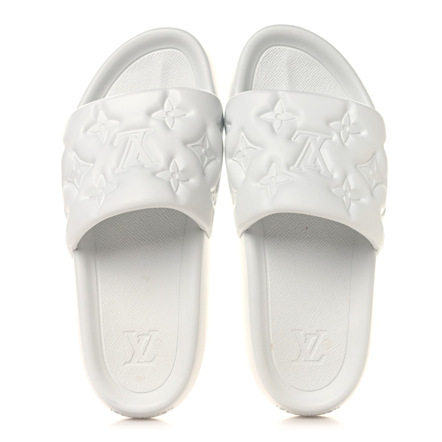 Rubber Embossed Monogram Mens Waterfront Mules 11 White