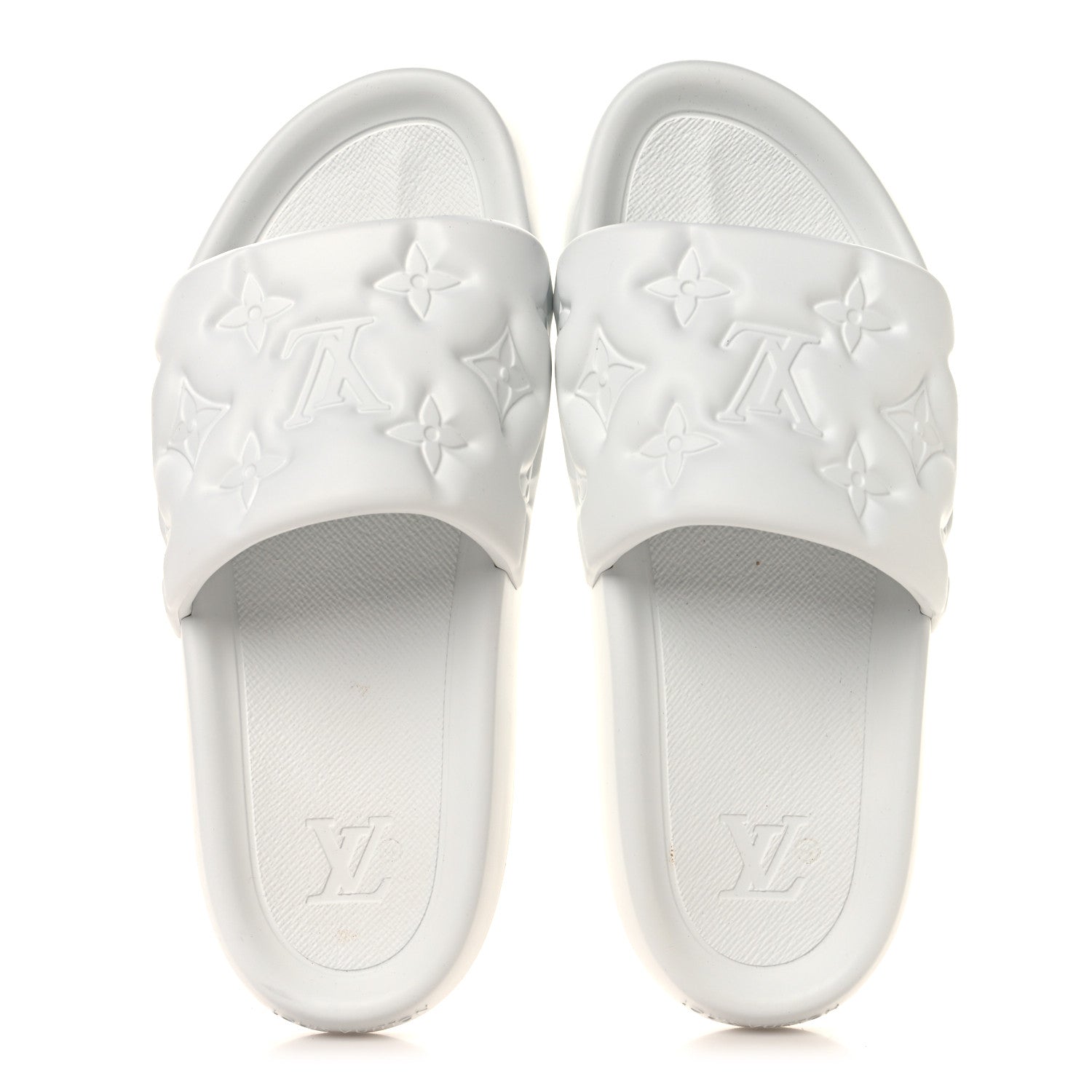Louis Vuitton Rubber Embossed Monogram Mens Waterfront Mules 11 White 2 of 8