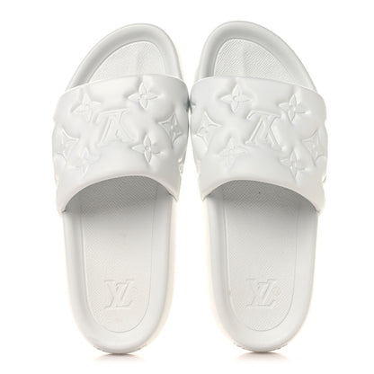 Louis Vuitton Rubber Embossed Monogram Mens Waterfront Mules 11 White 2 of 8