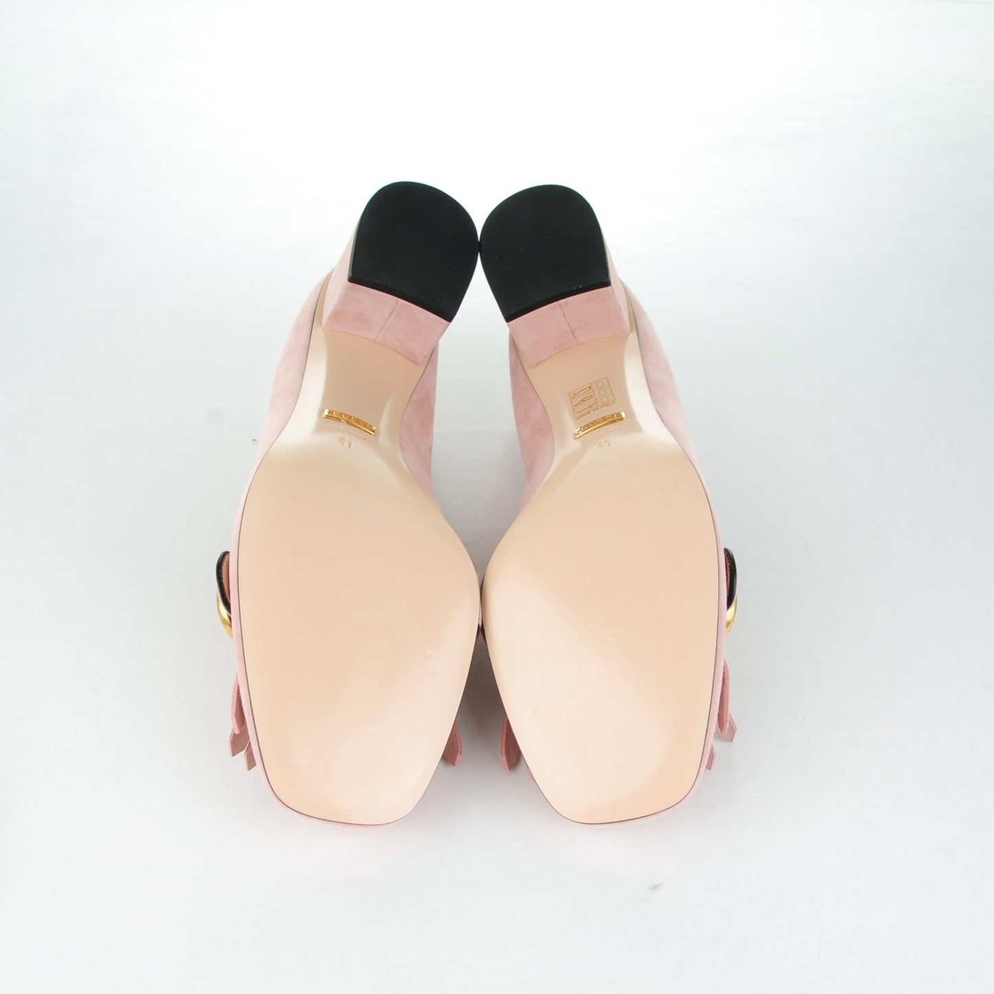 Kid Scamosciato GG Marmont Fringe 50mm Loafer Pumps 41 Crystal Pink