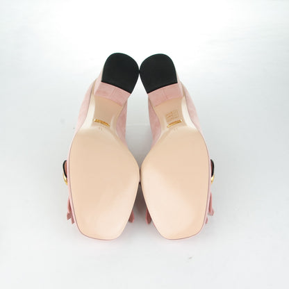Gucci Kid Scamosciato GG Marmont Fringe 50mm Loafer Pumps 41 Crystal Pink 5 of 7