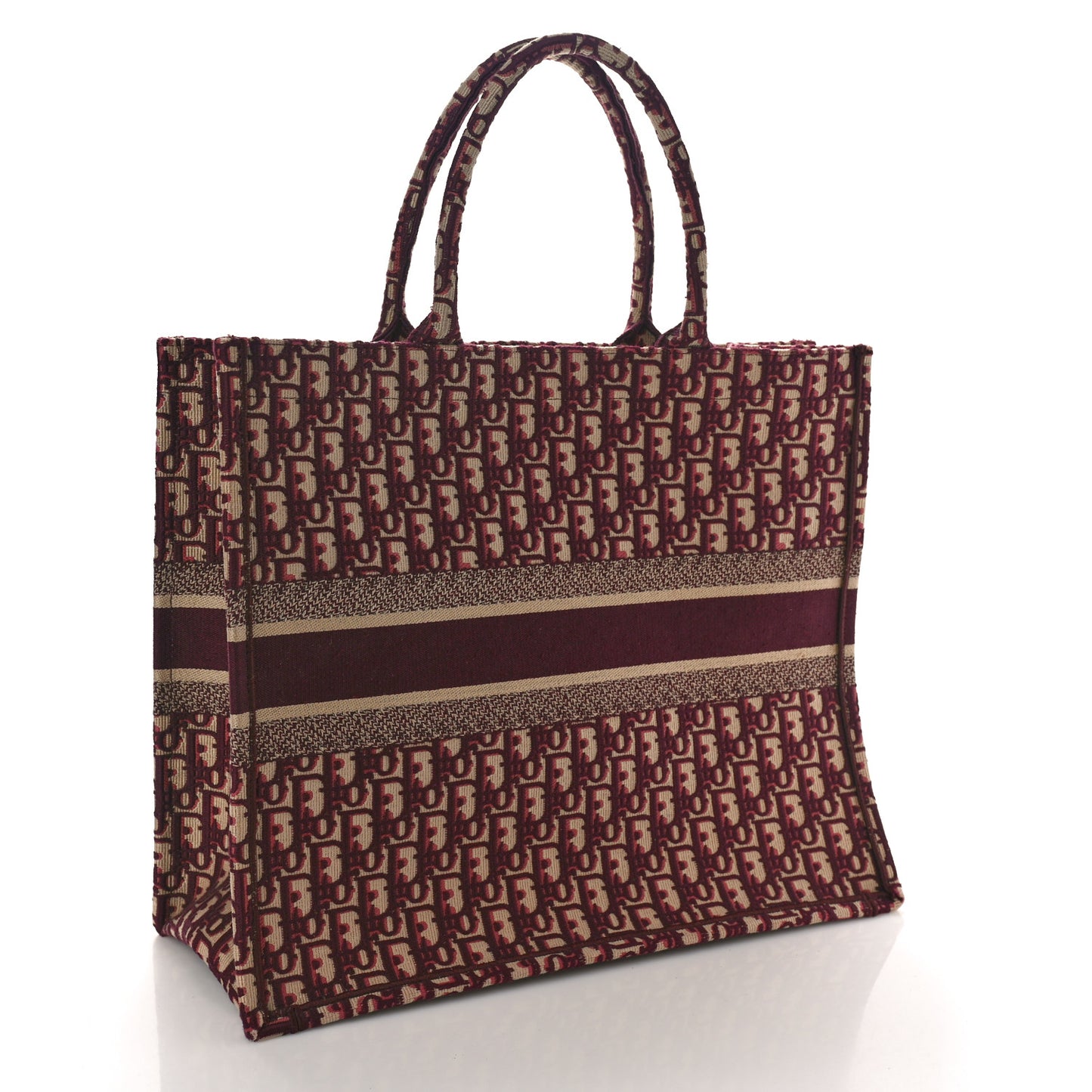 CHRISTIAN DIOR Oblique Large Book Tote Burgundy Multicolor