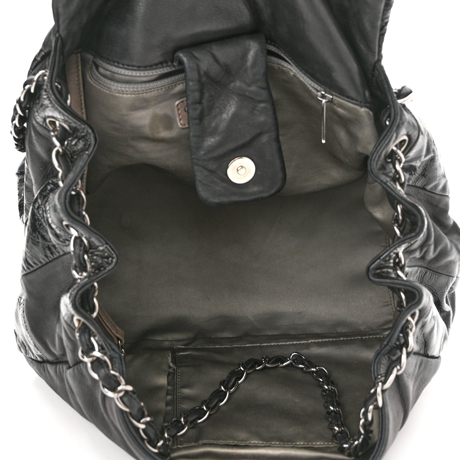 Chanel Lambskin Patent Calfskin Brooklyn Patchwork Accordion Flap Black 4 of 10