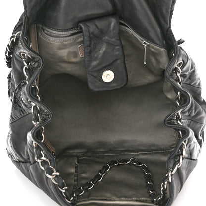 Chanel Lambskin Patent Calfskin Brooklyn Patchwork Accordion Flap Black 4 of 10