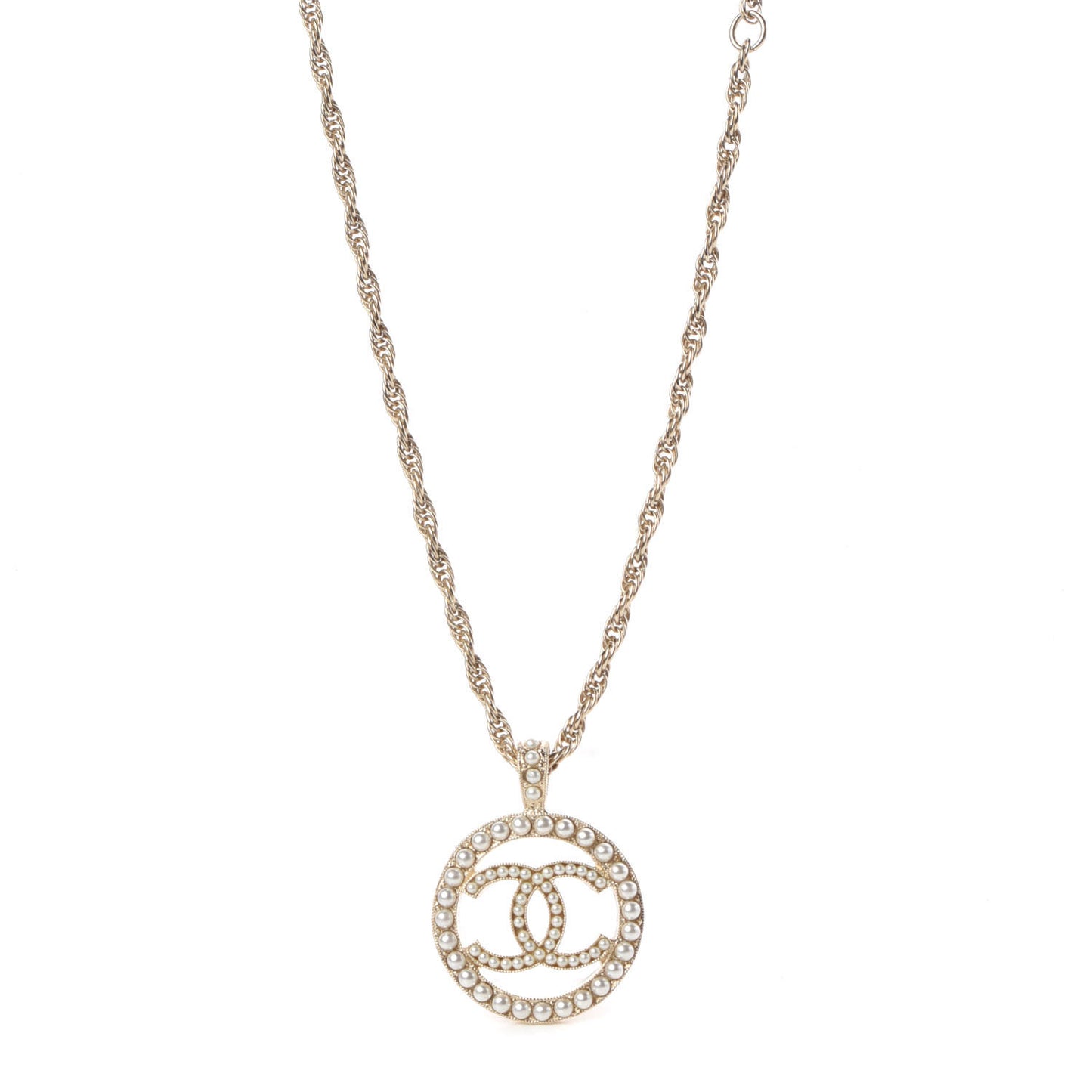 Pearl CC Medallion Necklace Gold