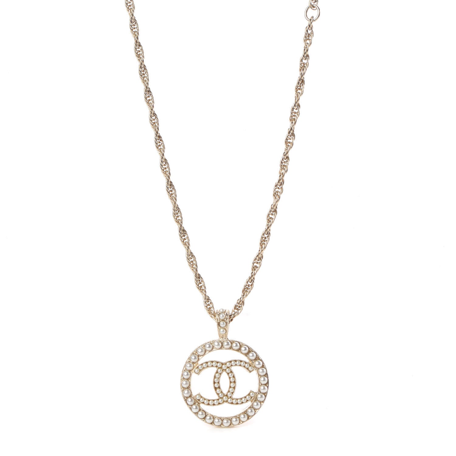 Chanel Pearl CC Medallion Necklace Gold 1 of 5