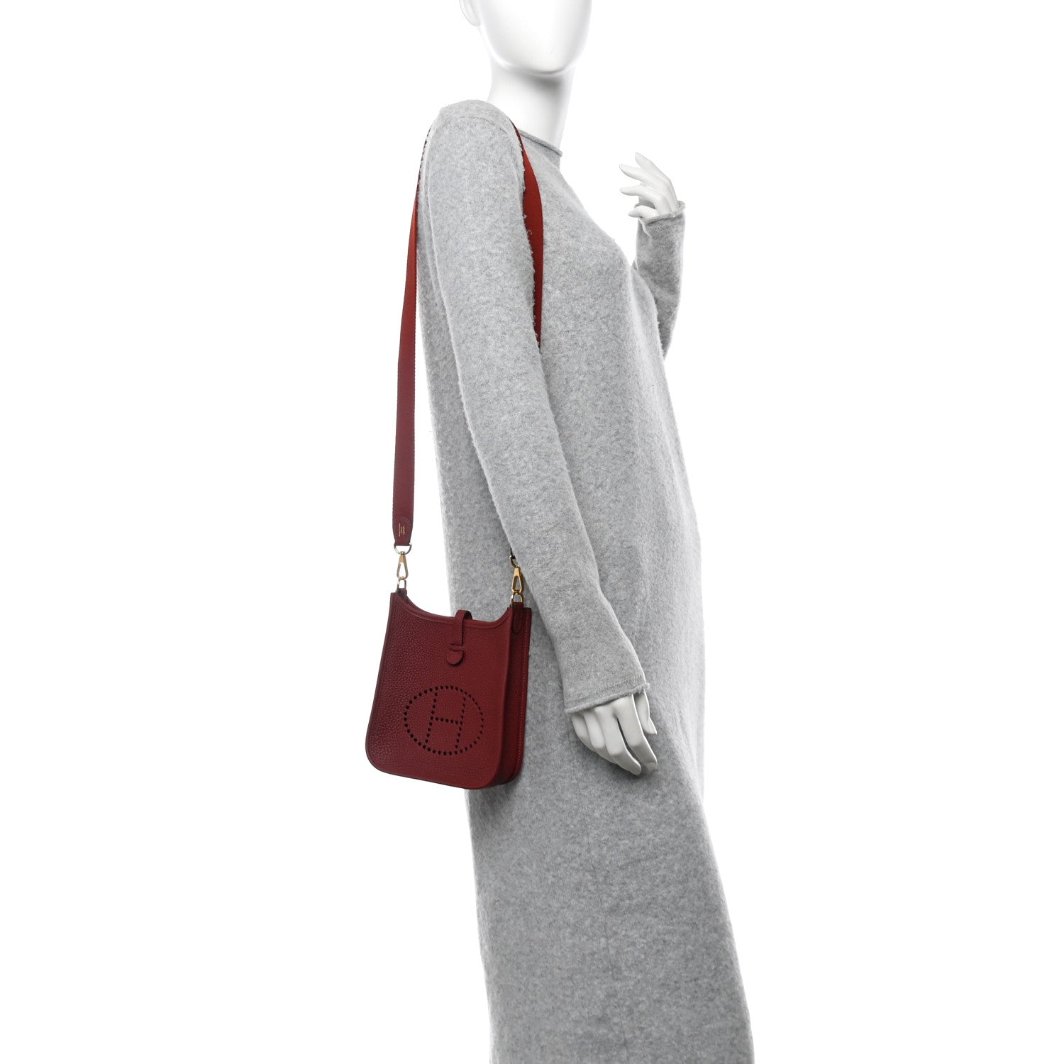 Hermes Taurillon Clemence Evelyne TPM Rouge H 2 of 11