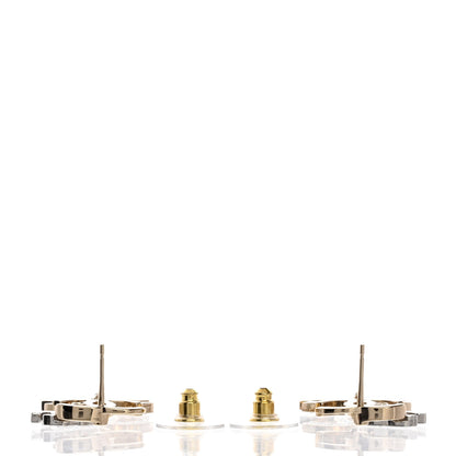 Chanel Crystal Pearl Double CC Drop Earrings Gold Silver 3 of 5