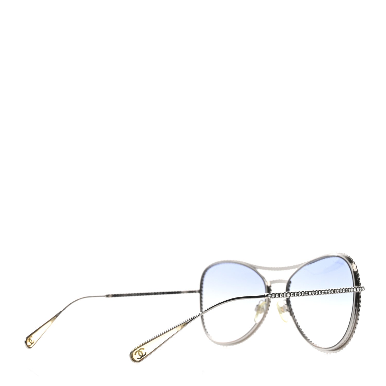 Chanel Crystal Aviator Sunglasses 4121-B Silver 4 of 8