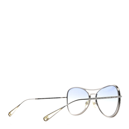 Chanel Crystal Aviator Sunglasses 4121-B Silver 4 of 8