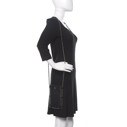 Chanel Lambskin Quilted Chain Around Phone Holder Black 2 of 11
