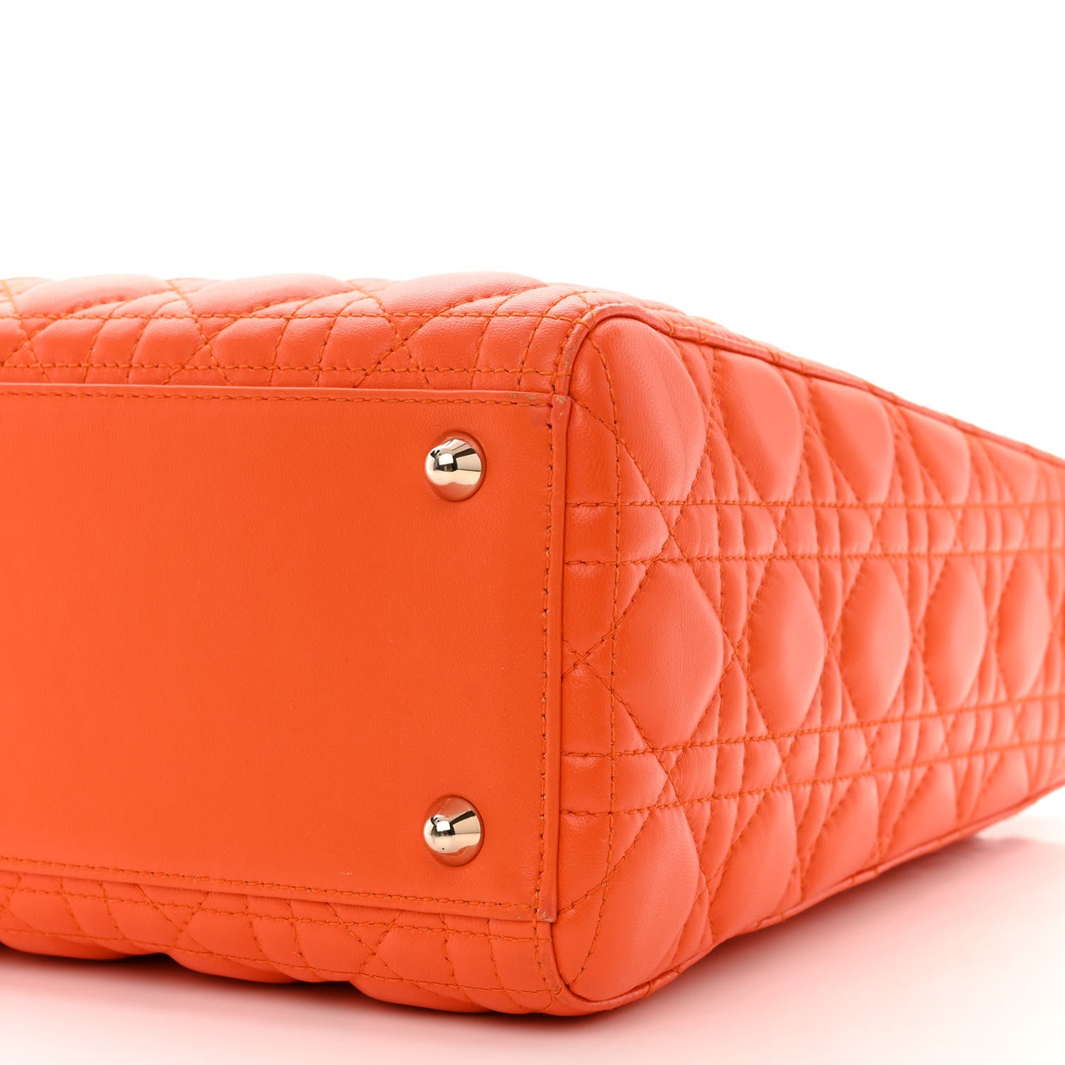 Christian Dior Lambskin Cannage Large Lady Dior Orange 10 of 12