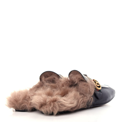 Gucci Goatskin Fur Web GG Mens Princetown Slippers 10.5 Black 4 of 10