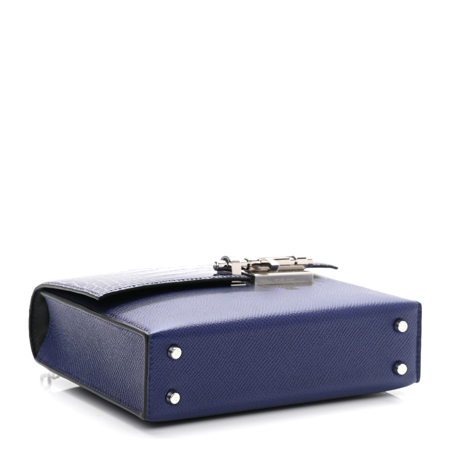 Epsom Shiny Alligator Mini Verrou Chaine Bag Bleu Encre Black