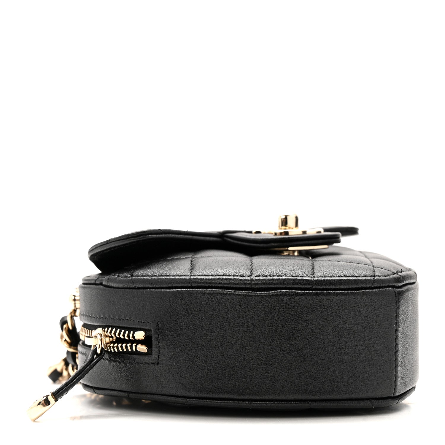 Chanel Lambskin Quilted CC In Love Heart Clutch With Chain Black 4 of 12