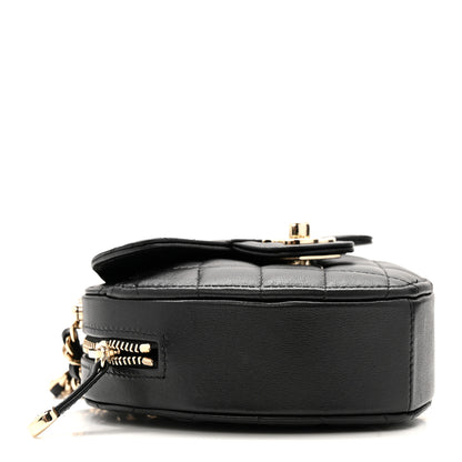 Chanel Lambskin Quilted CC In Love Heart Clutch With Chain Black 4 of 12