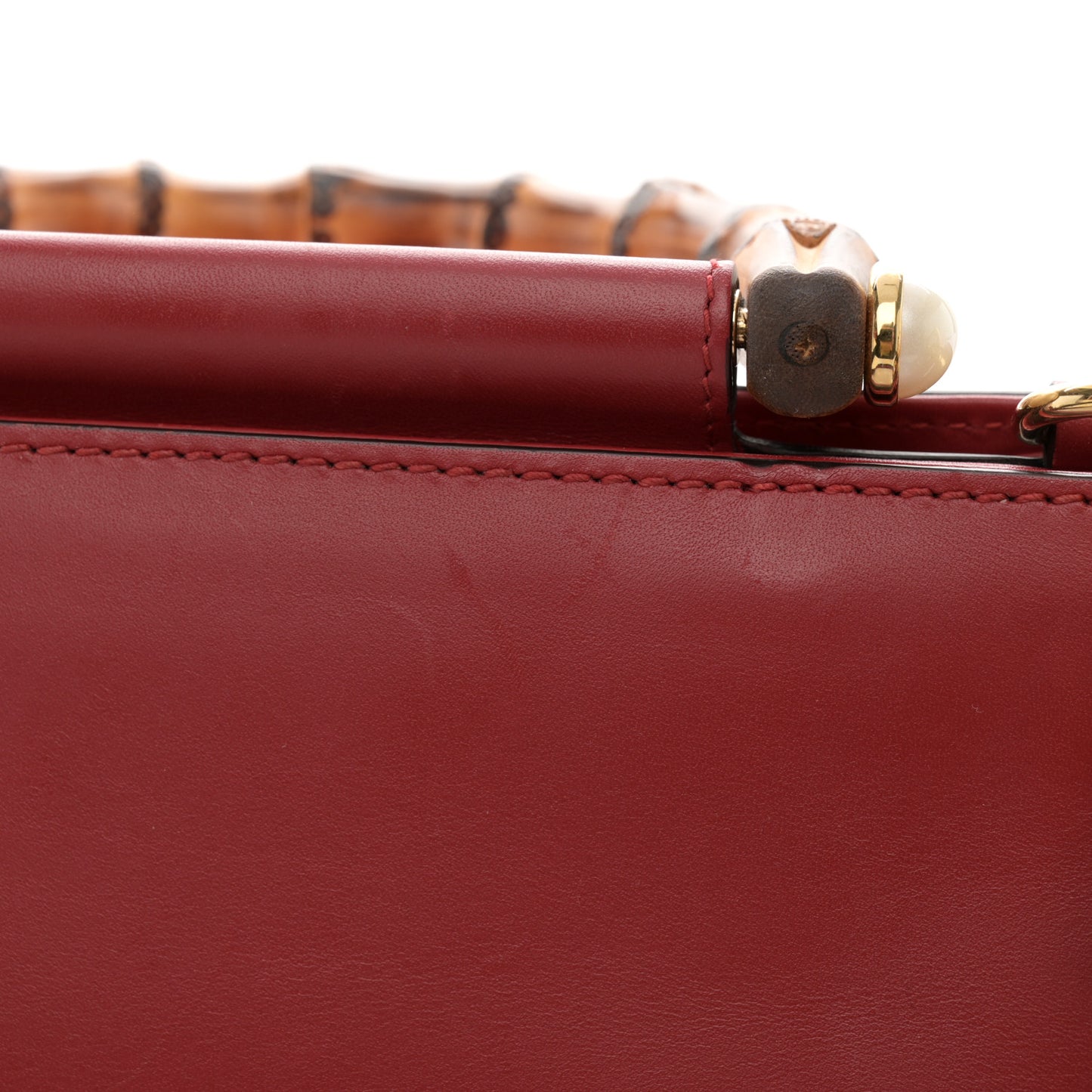 Nappa Bamboo Web Small Nymphaea Top Handle Bag Hibiscus Red