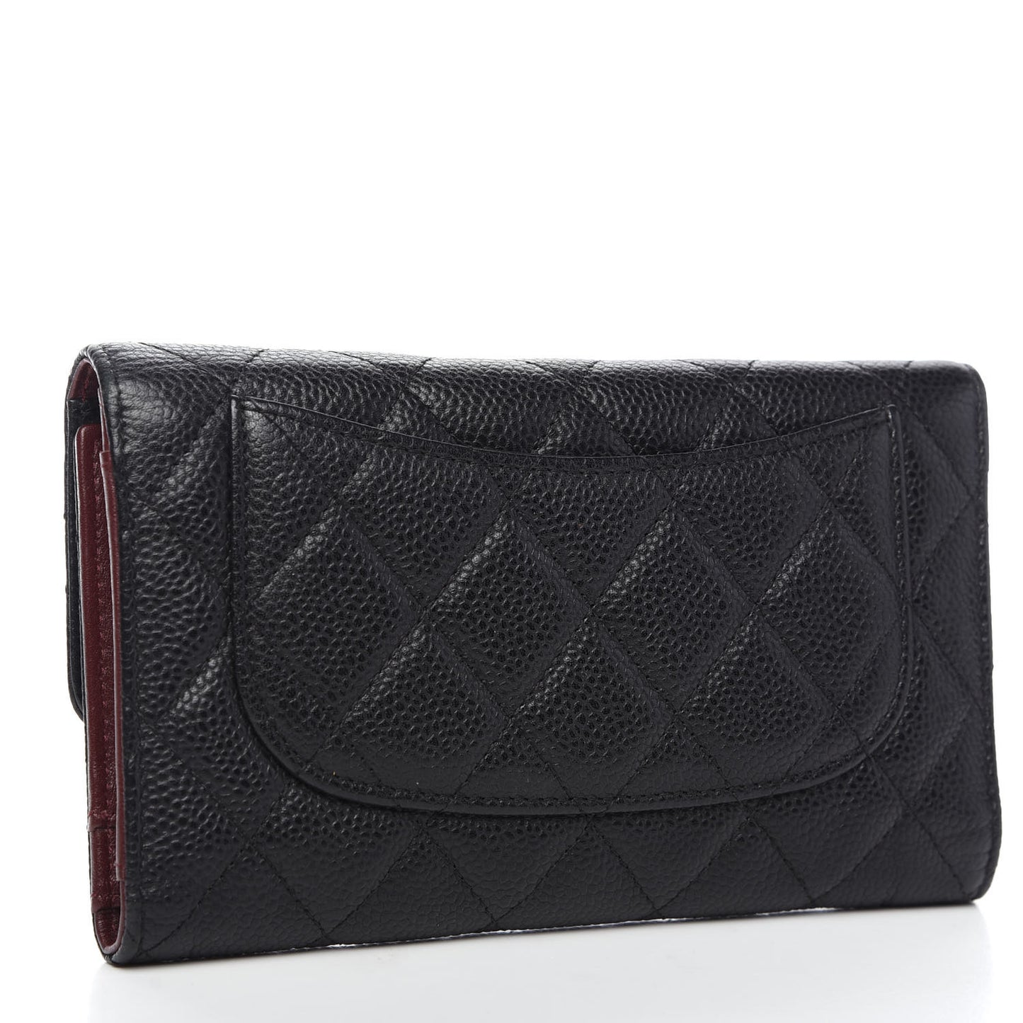 Caviar Quilted Large Flap Wallet Black