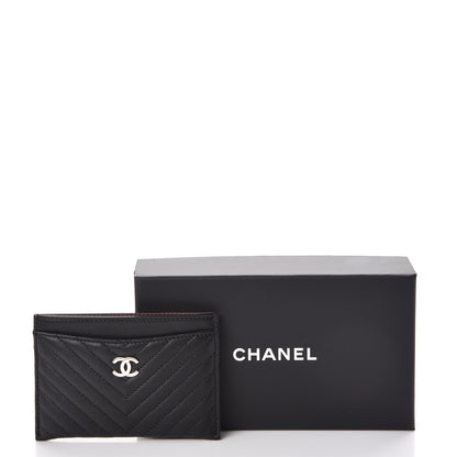Chanel Lambskin Chevron Card Holder Black 9 of 9