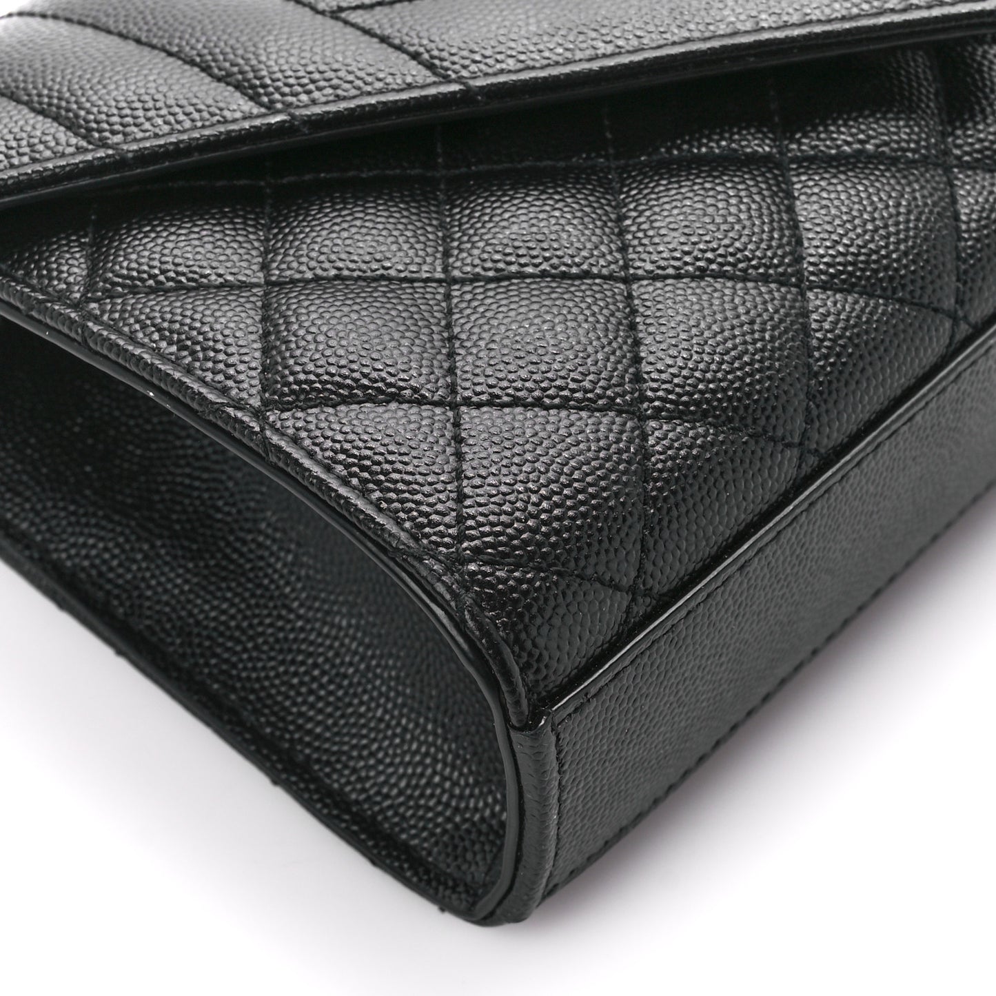 Grain De Poudre Textured Mixed Matelasse Triquilt Small Monogram Monochrome Satchel Black