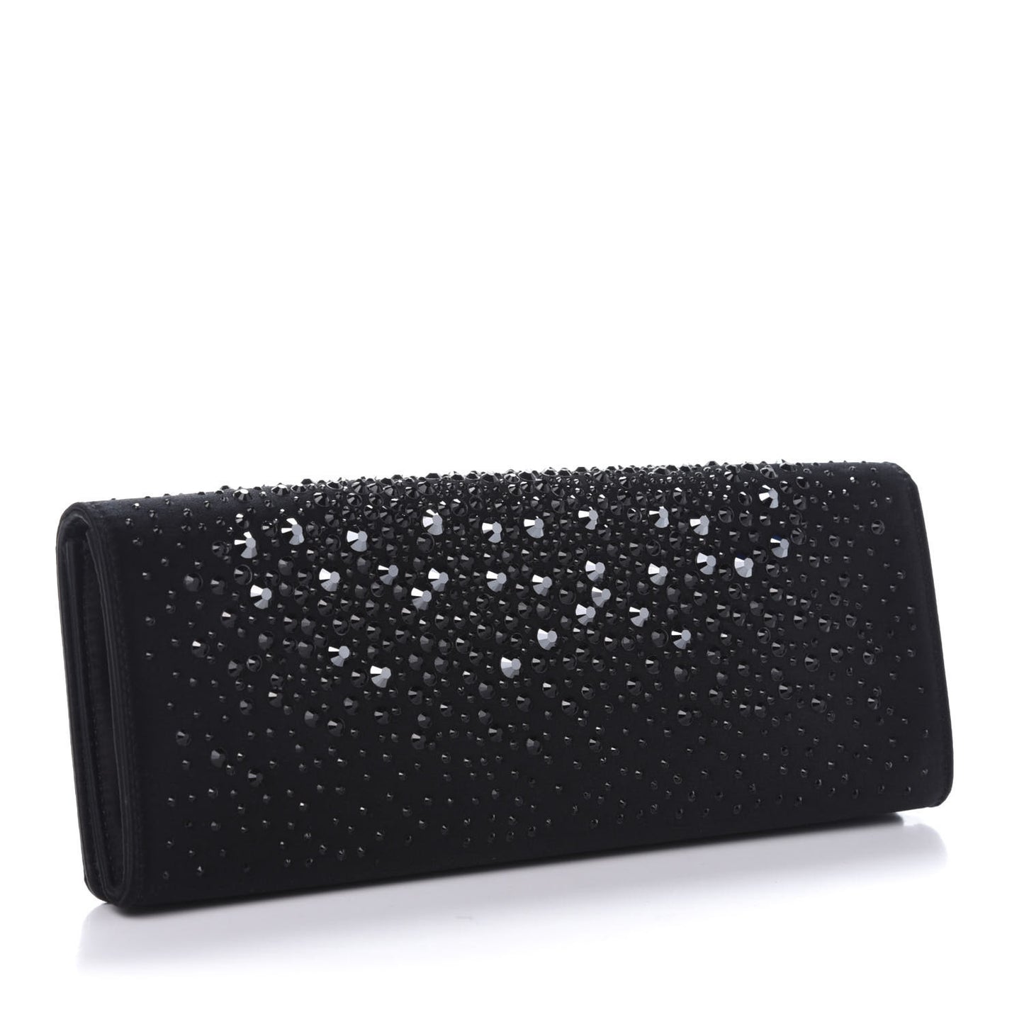 Satin Crystal Clutch Black