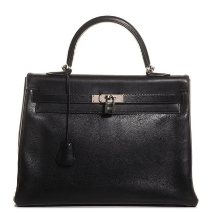 Hermes Evergrain Kelly Retourne 35 Black 1 of 28