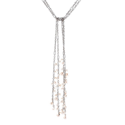 David Yurman Sterling Silver Pearl 5-11.25mm Cluster Lariat Long Necklace 1 of 6