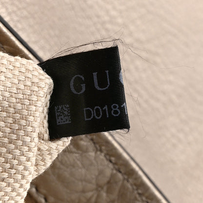 Gucci Metallic Pebbled Calfskin Medium Soho Flap Crossbody Golden Beige 8 of 11