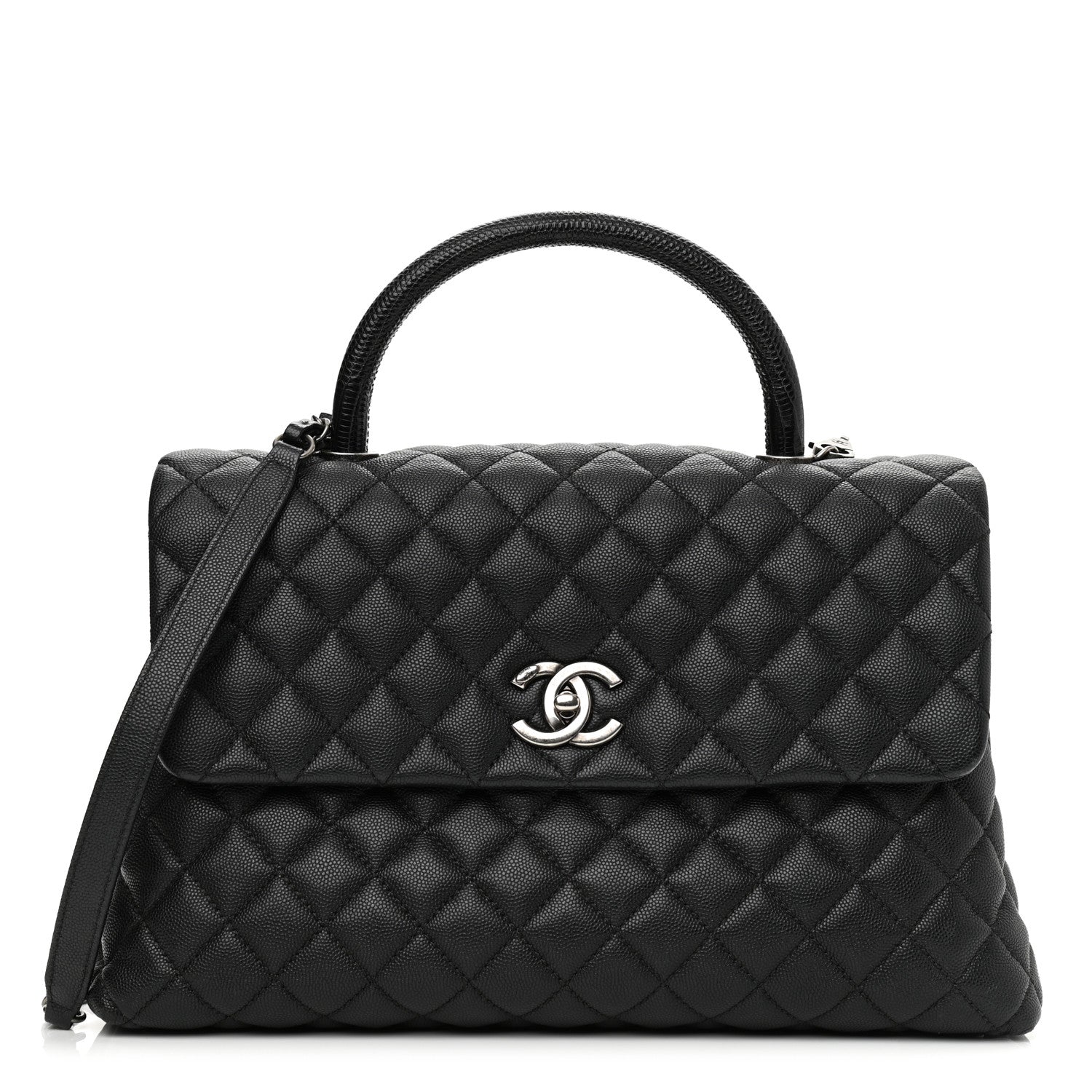 Chanel Caviar Lizard Quilted Medium Coco Handle Flap Black 1 of 10