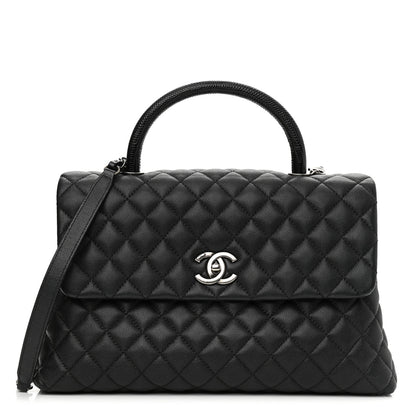 Chanel Caviar Lizard Quilted Medium Coco Handle Flap Black 1 of 10