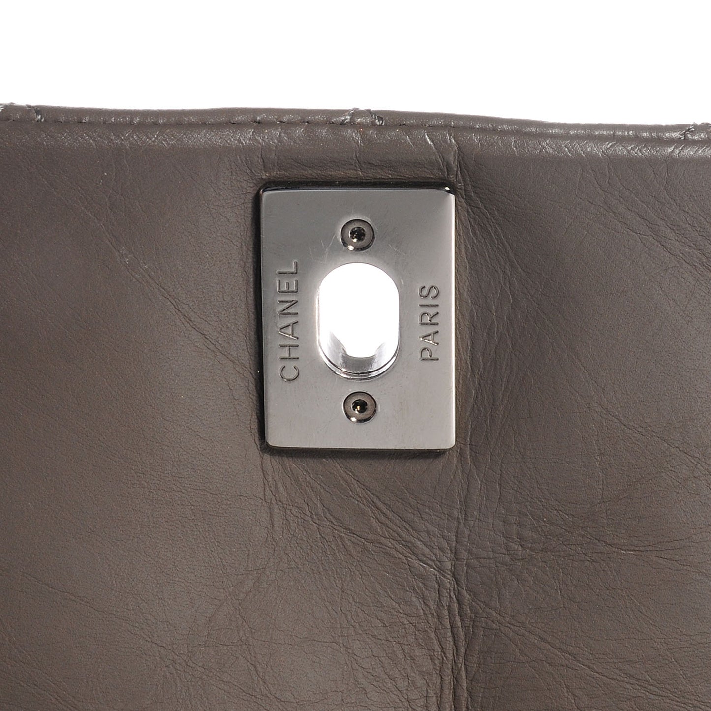 CAged Calfskin Medium Lady Pearly Flap Grey