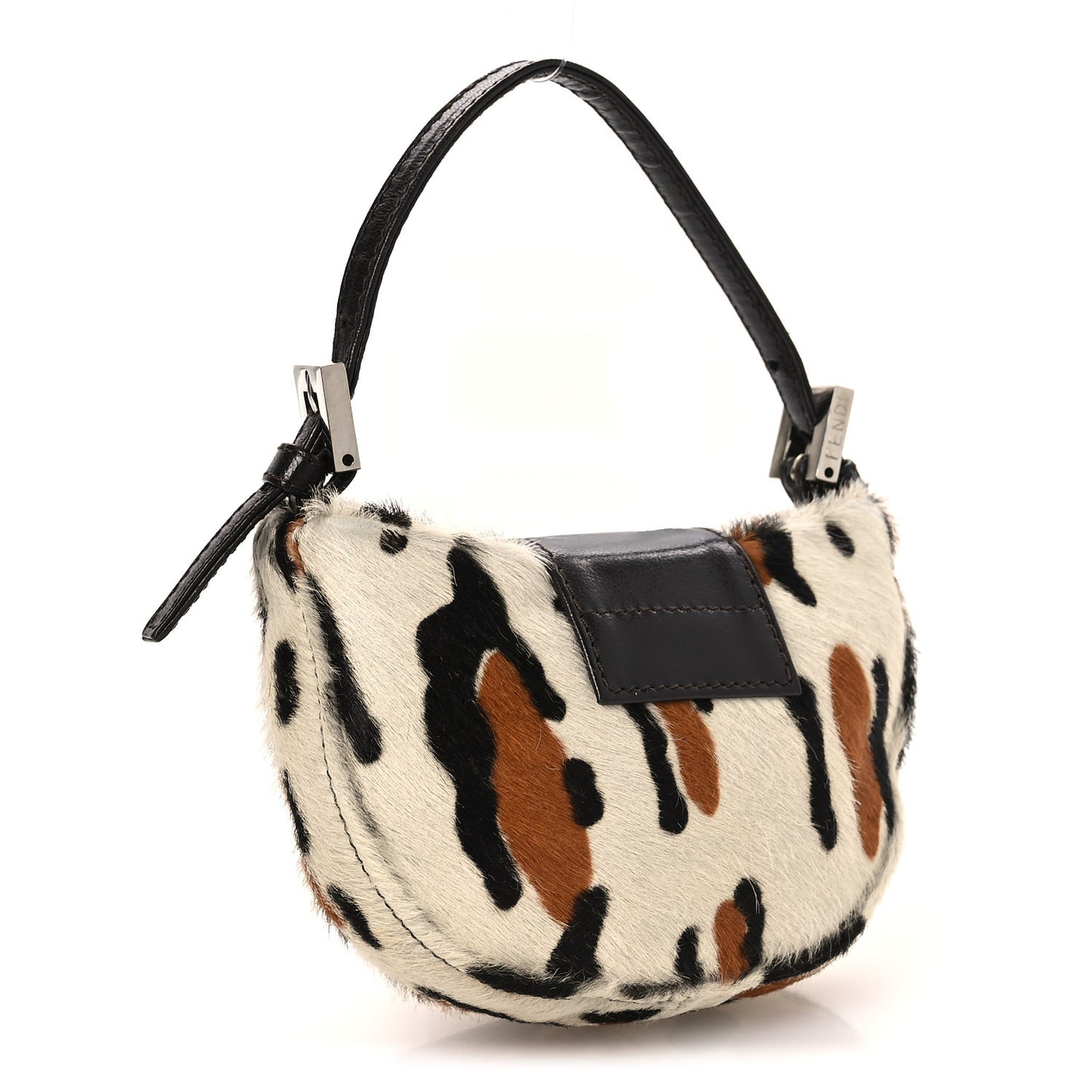 Calf Hair Leopard Print Croissant White Brown